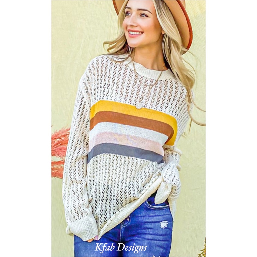 ❤️LAST! Color Block Striped Lightweight Sweater! Perfect for transition! - Picture 2 of 10